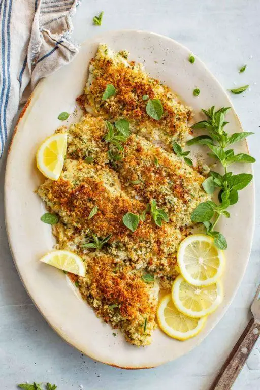 Baked Flounder with Garlic and Herbs