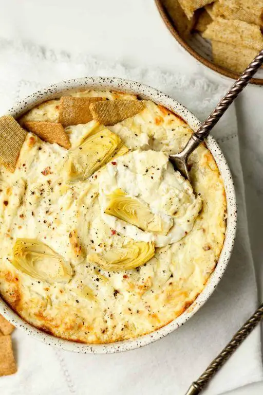 Baked Muenster Cheese and Artichoke Dip