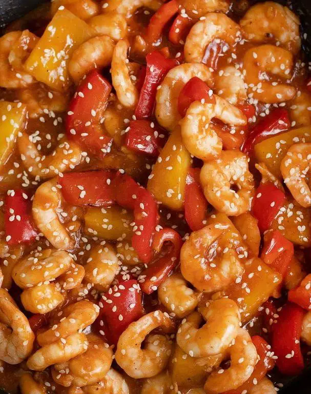Baked Sweet and Sour Shrimp with Sesame Seeds