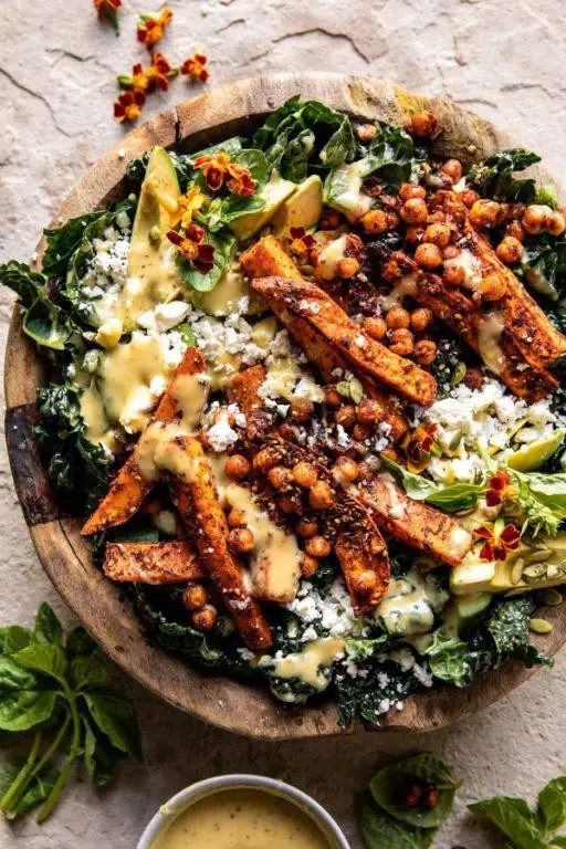Baked Yam and Kale Salad