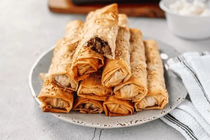 Beef and Onion Phyllo Rolls