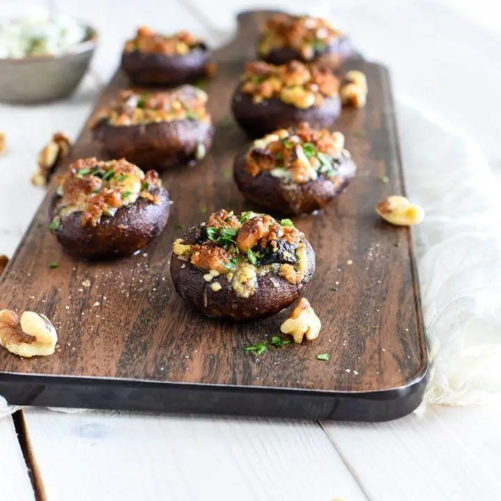 Blue Cheese and Walnut Stuffed Mushrooms