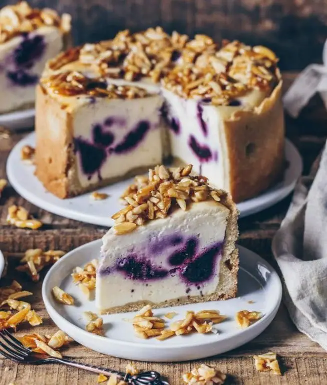 Blueberry Almond Tofu Cheesecake