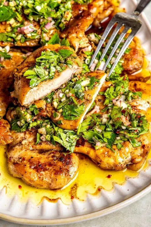 Boneless Chicken Thighs with Quick Chimichurri Sauce