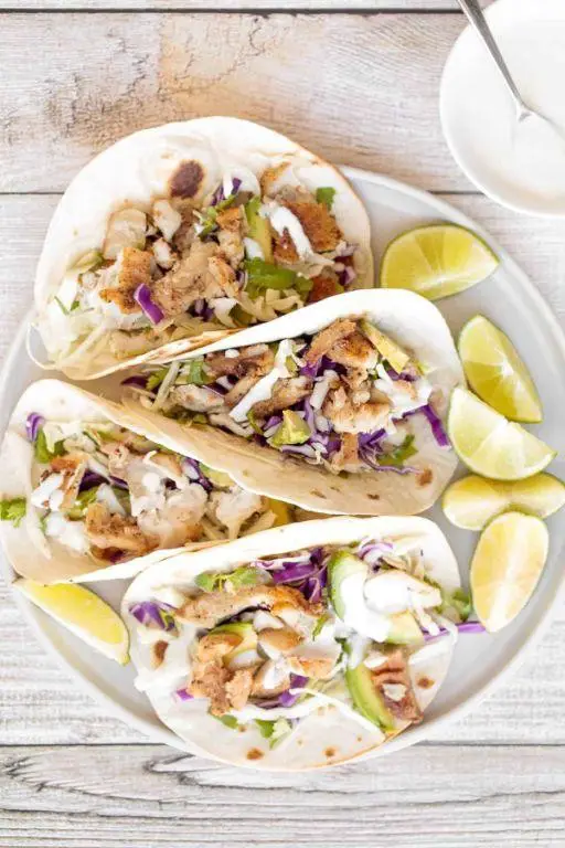 Breaded Fish Tacos with Lime Crema