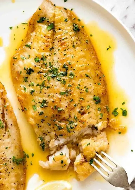 Breaded Fish with Lemon Butter Sauce