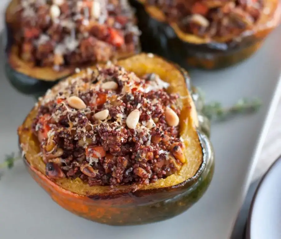 Brown Rice and Quinoa Stuffed Acorn Squash