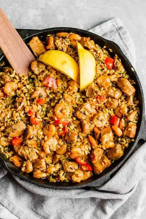 Caribbean Chicken and Shrimp Paella