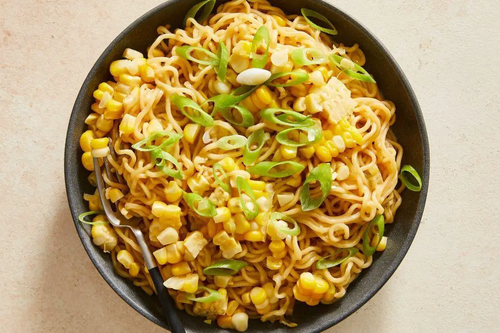 Chicken Ramen Soup with Corn and Butter