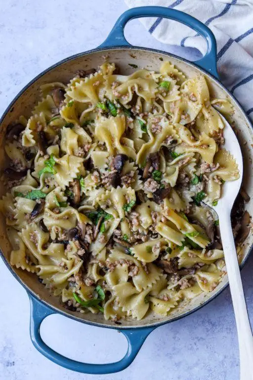 Chopped Pork and Mushroom Pasta