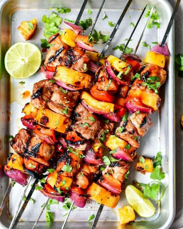 Chopped Pork and Pineapple Skewers
