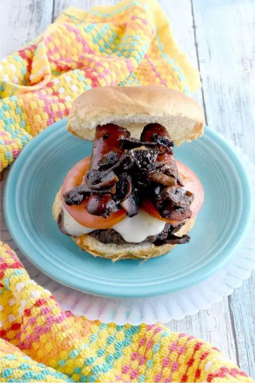 Chorizo and Mushroom Stuffed Burgers with Swiss Cheese