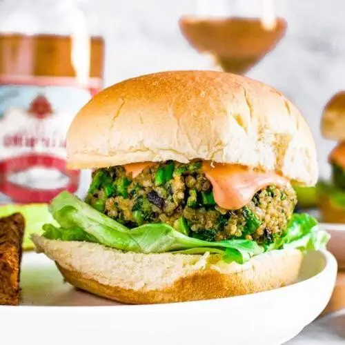 Chorizo and Quinoa Burgers with Spicy Aioli