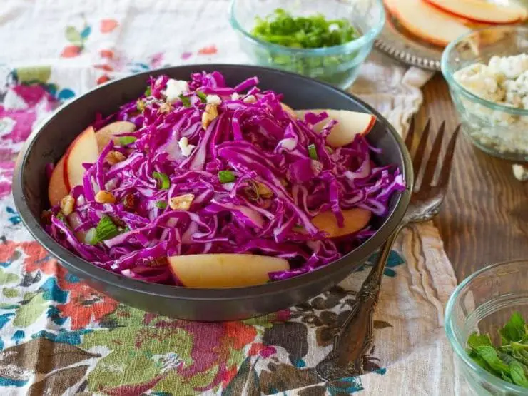 Classic Red Cabbage Salad with Apple and Walnuts