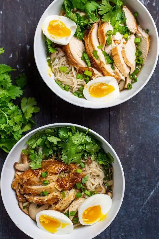 Creamy Chicken Ramen with Soft Boiled Eggs