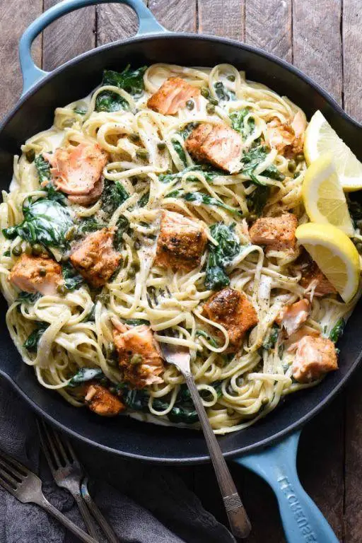 Creamy Salmon and Spinach Pasta