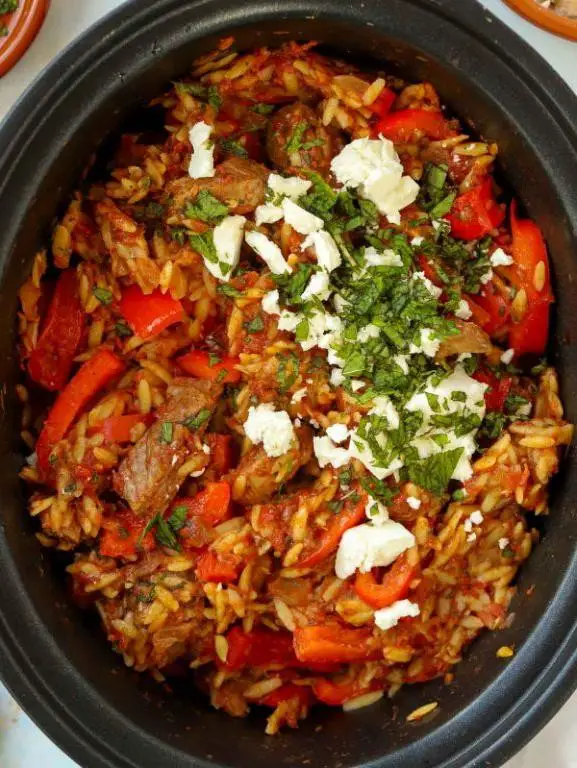 Crock Pot Greek Lamb Stew with Feta and Oregano