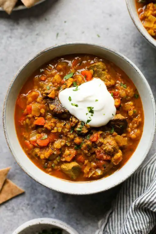 Crock Pot Mediterranean Spiced Beef and Lentil Soup