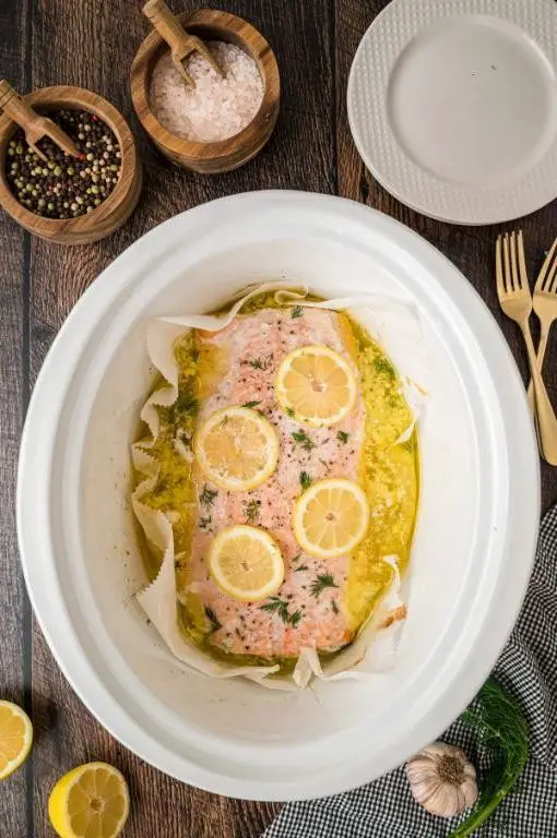 Crockpot Lemon Garlic Salmon