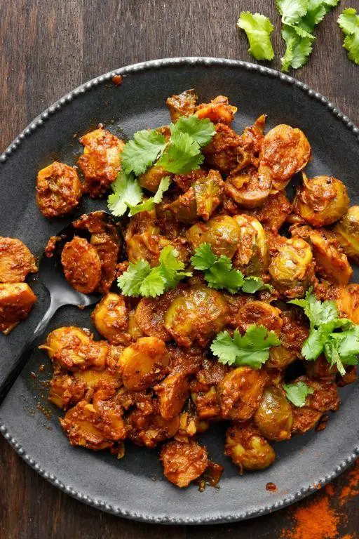 Curry Leaf Brussel Sprouts with Mustard Seeds