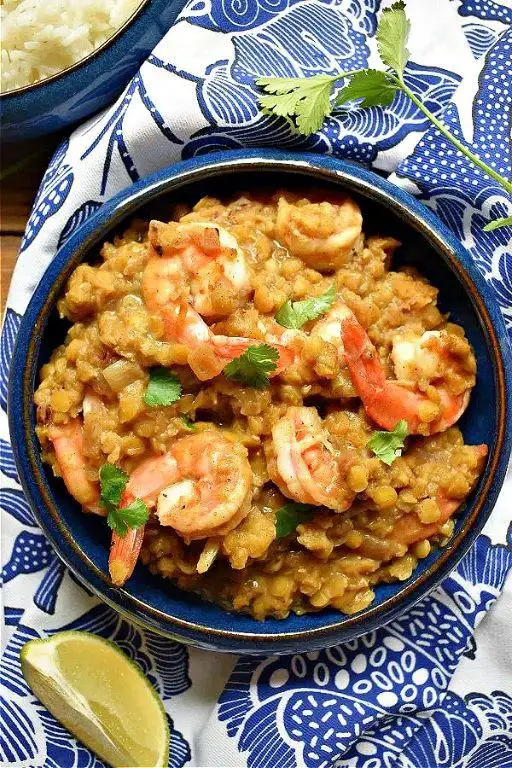 Curry Shrimp with Lentils