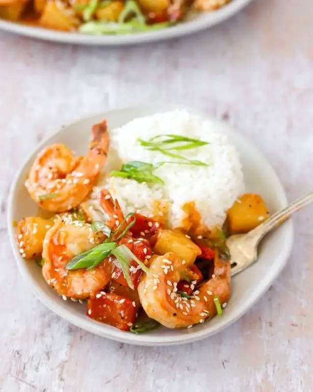Easy Sweet and Sour Shrimp with Rice