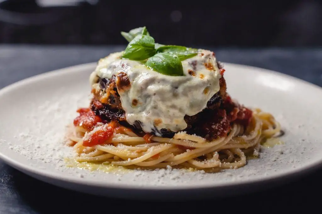 Eggplant Parmesan with Spaghetti