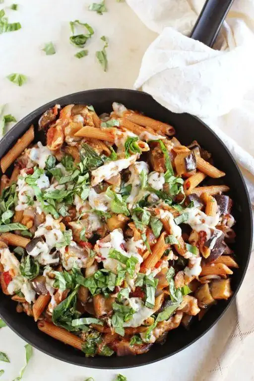 Eggplant Parmesan with Whole Wheat Pasta