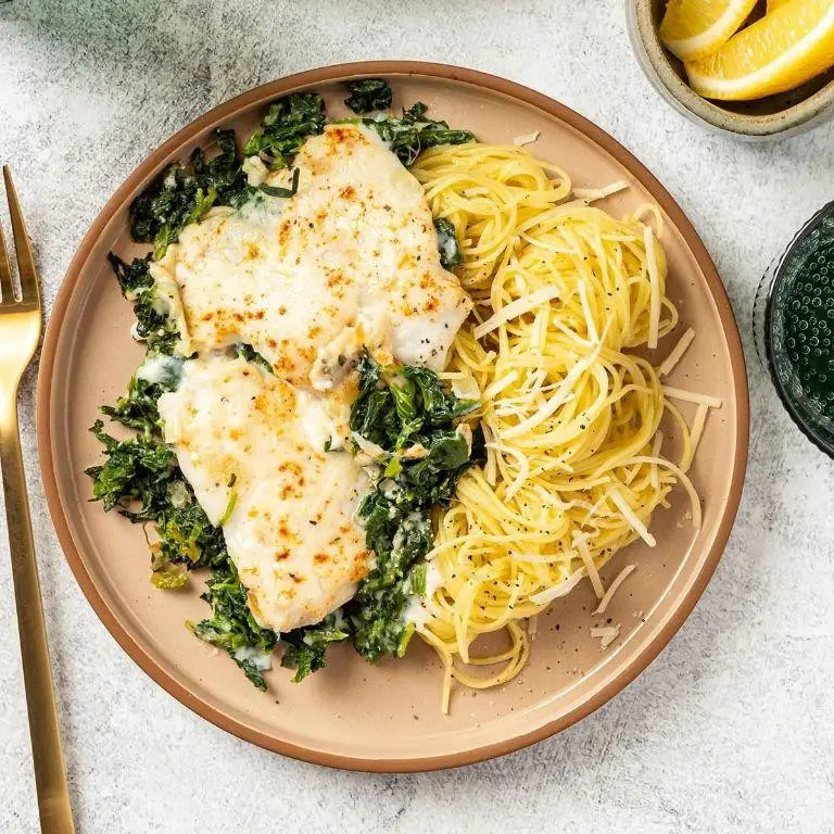 Flounder Florentine with Creamy Spinach