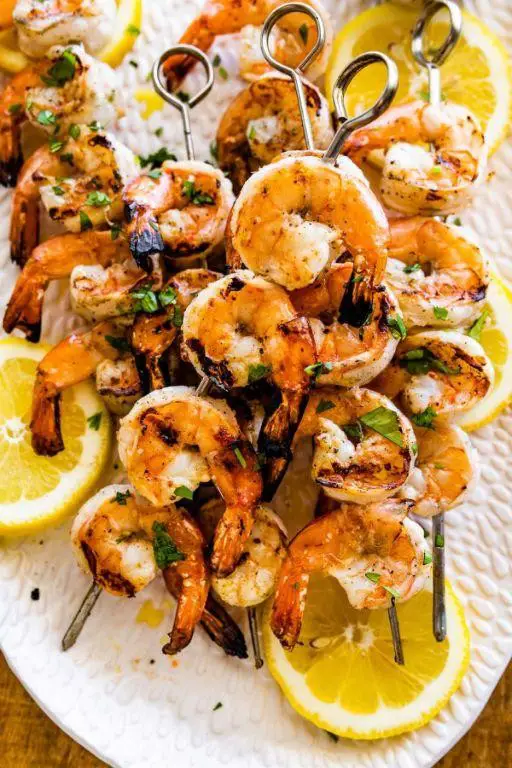Flounder and Shrimp Skewers with Lemon Garlic Marinade
