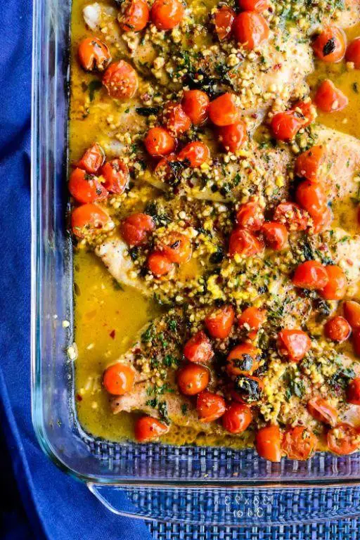 Flounder with Tomato Basil Relish