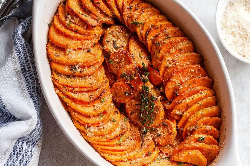 Garlic Parmesan Baked Yams