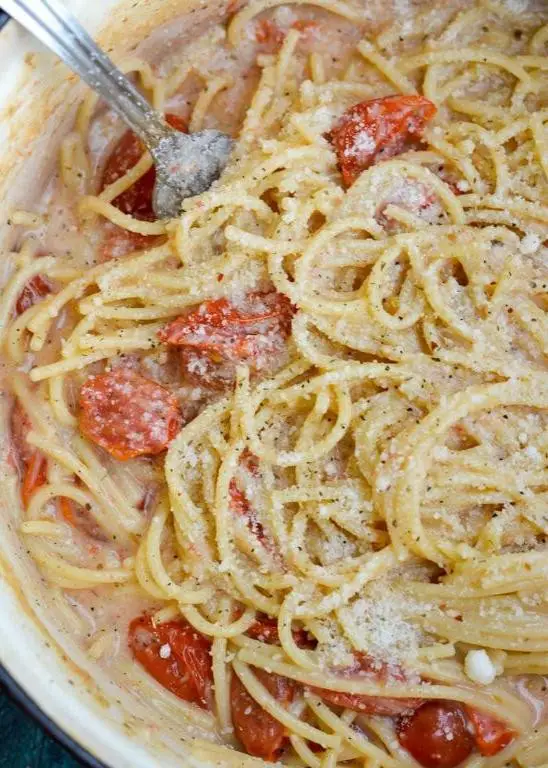 Garlic Tomato Pasta with Parmesan