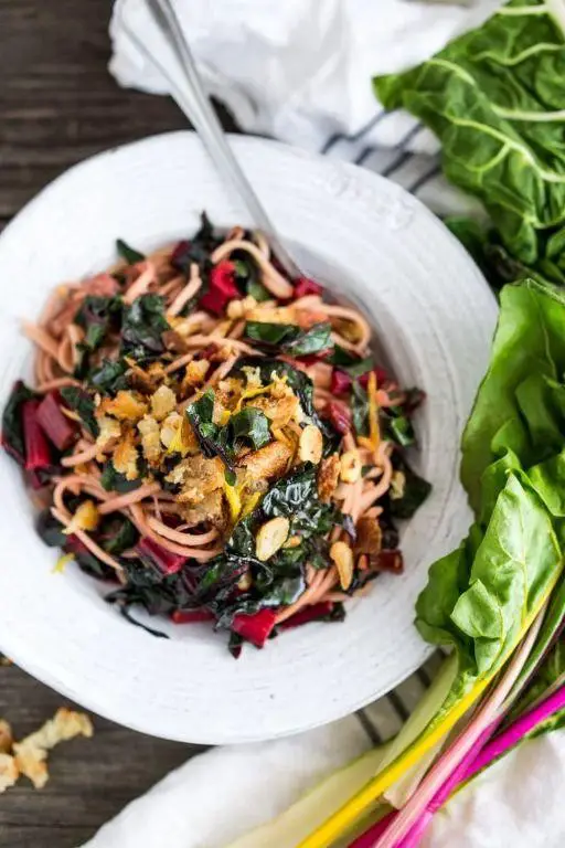 Garlicky Vegan Swiss Chard Pasta