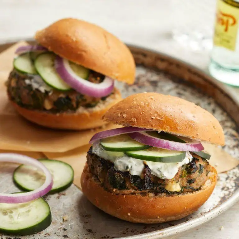 Greek Style Turkey Burger with Feta and Tzatziki