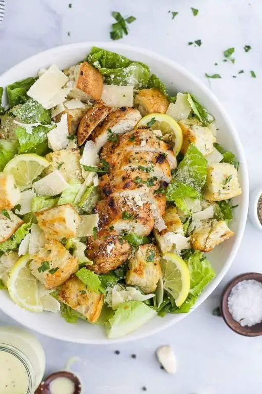 Grilled Chicken Caesar Salad with Homemade Dressing