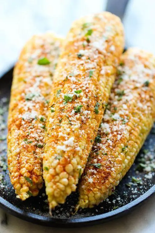 Grilled Corn with Cotija Cheese and Chili Powder