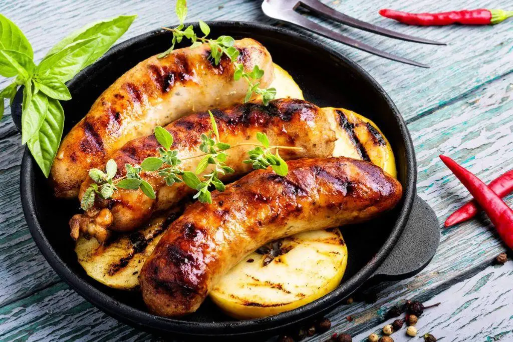 Grilled Pork Sausage with Apples