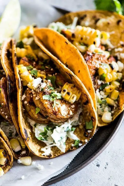 Grilled Shrimp Tacos with Cotija Cheese Slaw