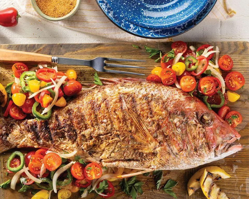 Grilled Snapper on Traeger with Spicy Tomato Sauce