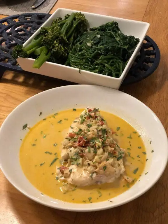 Halibut with Lobster Bisque Sauce