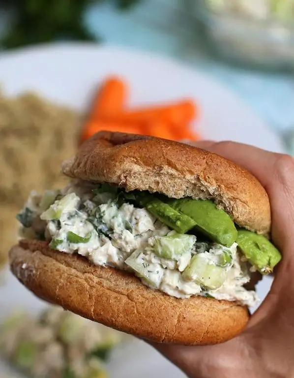 Healthy Rotisserie Chicken Sandwich with Greek Yogurt Dressing