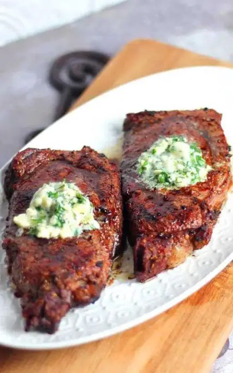 Herb Crusted Steak with Gorgonzola Sauce