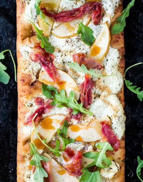 Honey Goat Cheese and Prosciutto Flatbread
