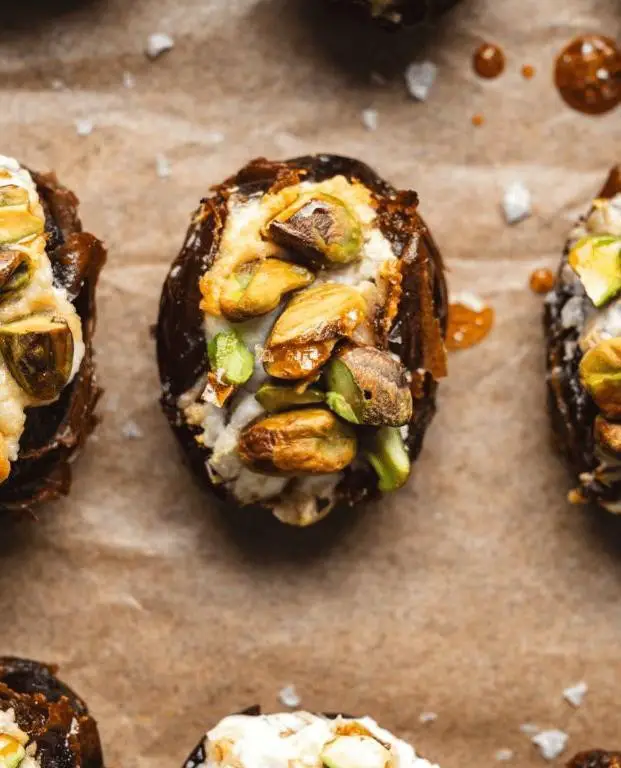 Honey Goat Cheese and Walnut Stuffed Dates