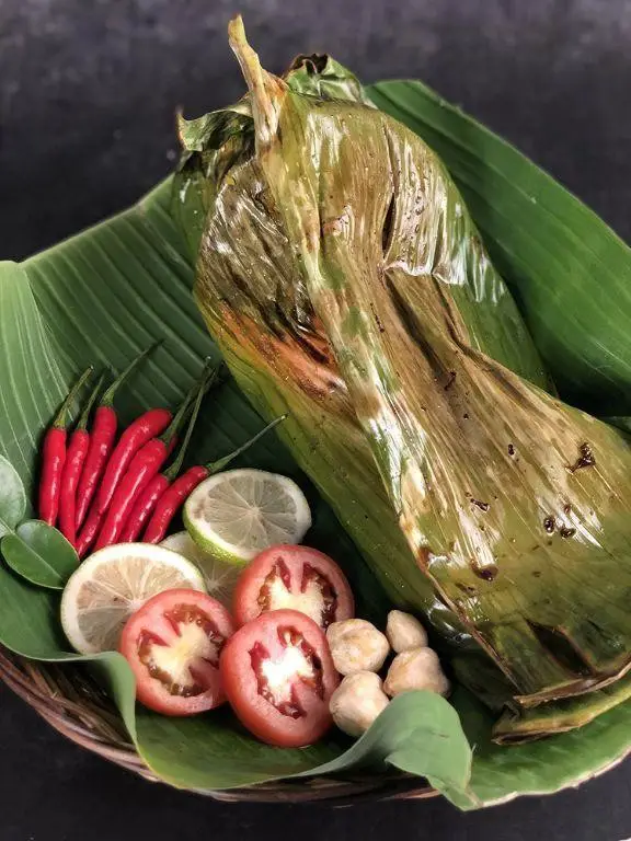 Indonesian Pepes Ikan in Banana Leaf