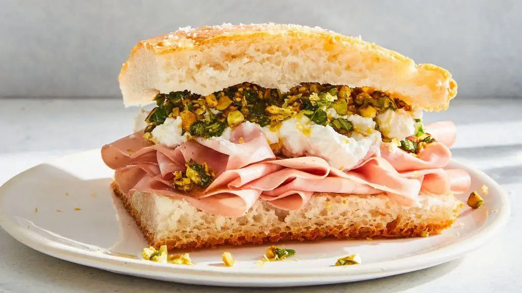 Italian Panini with Mortadella and Pistachio Pesto