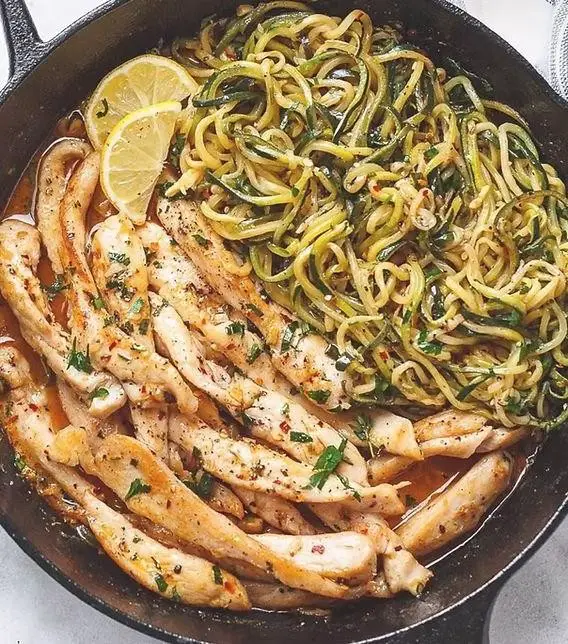 Keto Chicken Tenderloins with Zucchini Noodles