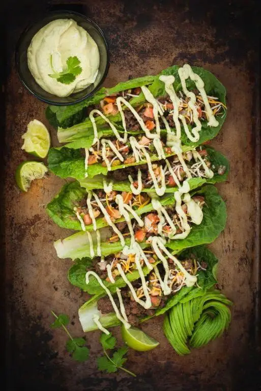 Lettuce Tacos with Avocado Crema
