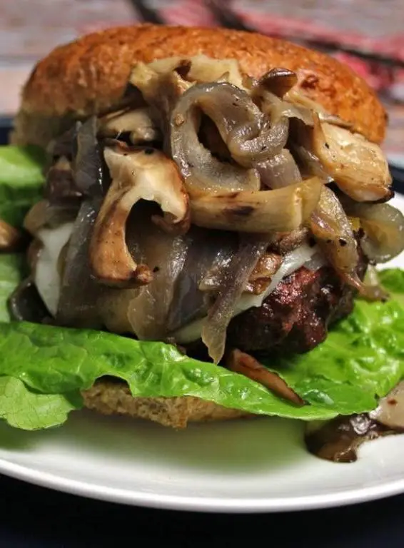 Maitake Mushroom Burgers with Caramelized Onions